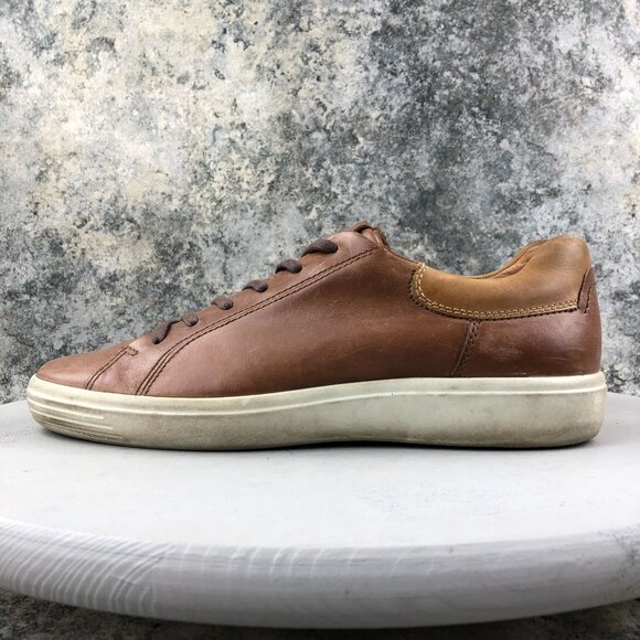 Ecco Men's Size 10 EXTRA WIDTH Soft 7 Brown Leather Lace-Up Low Top Sneakers - Picture 6 of 15